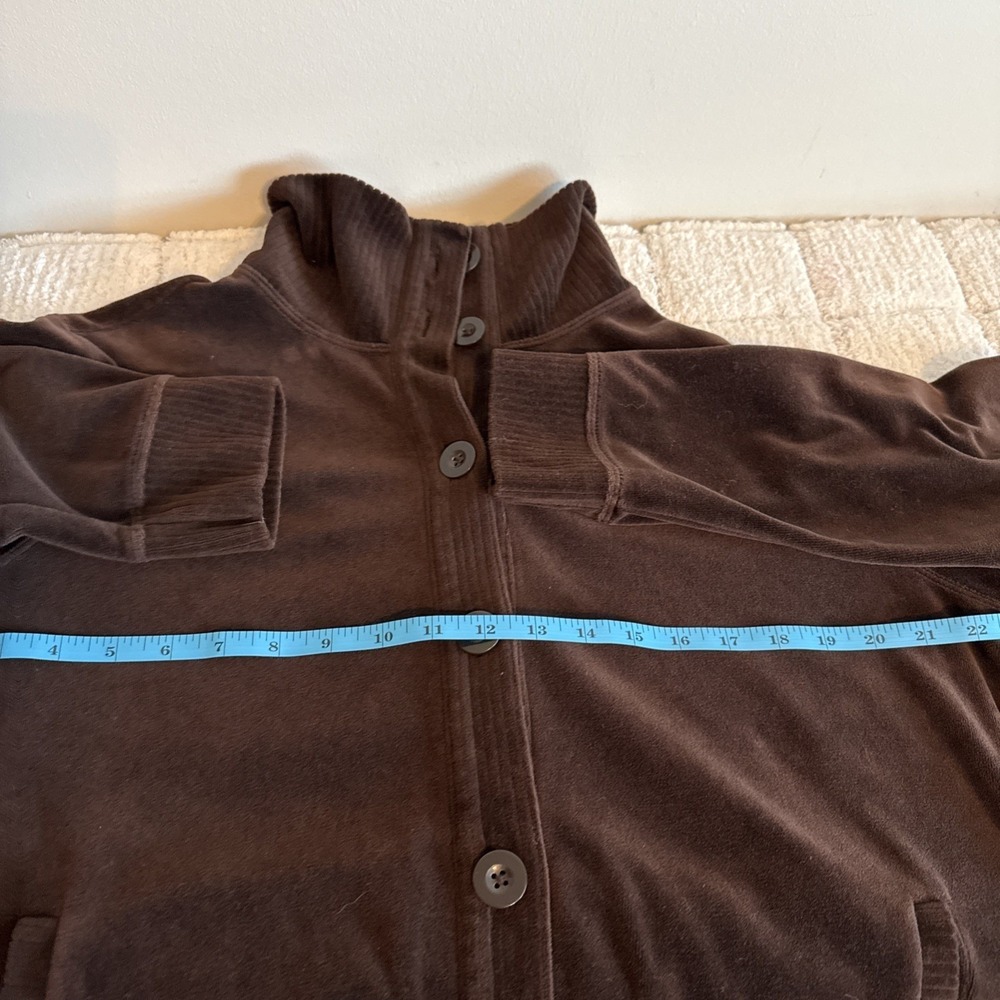White Stag Womens Button Jacket XL Brown Velour 90s Cozy Fairy Layers Timeless - Picture 6 of 12